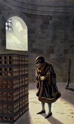 Den franske kungen Ludvig XI besöker kardinal Jean de la Balue i fängelset