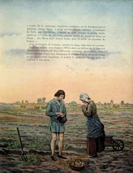 Frankrikes historia under medeltiden (medeltiden): Kung Ludvig XI säger att den försiktige (1423-1483) upprättar angelus bön. Illustration av Jacques Marie Gaston Onfray de Breville dit JOB (1858-1931)