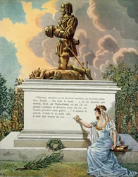 Frankrikes historia under medeltiden (medeltiden): Kungen av Frankrikes grav Ludvig XI kallad den försiktiga (1423-1483) vid Notre Dame de Clery (Notre-Dame-de-Clery), Loiredalen. Illustration av Jacques Marie Gaston Onfray de Breville dit JOB (1858-1931)