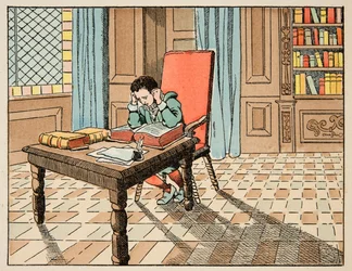 Illustration hämtad från boken "Le bon roy Henri", illustrerad av Jacques Marie Gaston Onfray de Breville dit JOB (1858-1931): Utbildning på 1500-talet: föreläsning om klassiker - Privat samling