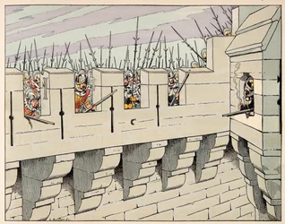 Illustration hämtad från boken "Le bon roy Henri", illustrerad av Jacques Marie Gaston Onfray de Breville dit JOB (1858-1931): Parisare förbereder sig för att försvara staden - Privat samling