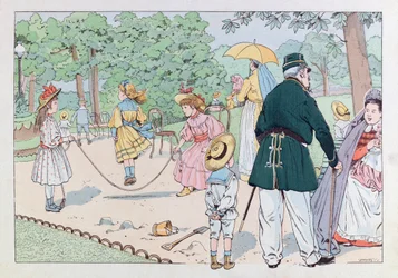Jacques Marie Gaston Onfray de Breville dit JOB (1858 - 1931); Illustration från boken "" Les epies de France"": The Guardian of Square på 1800-talet; Coll, del