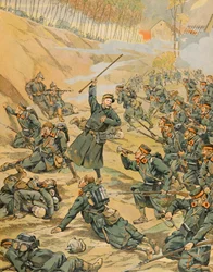 Jacques Marie Gaston Onfroy de Breville dit JOB (1858-1931) - Belgiens historia: Infanteriets försvar av Schoorbakke Tervaete-slingan under slaget vid Yser 1914, privat samling