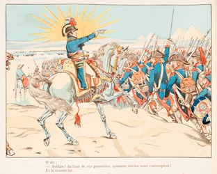 Jacques Marie Gaston Onfroy de Bréville, kallad JOB (1858-1931) - Napoleon Bonaparte vid slaget vid pyramiderna 1798, privat samling