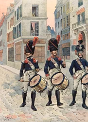 Jacques Marie Gaston Onfroy de Bréville, kallad JOB (1858-1931) - Franska truppers klädsel genom tiderna: trumslagare i Paris nationalgarde (1814-1815), privat samling