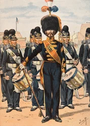 Jacques Marie Gaston Onfroy de Breville dit JOB (1858-1931) - Alltid franska truppers utrustning: Drum Major of Fleet Crews (1837), Privat samling