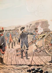 Jacques Marie Gaston Onfroy de Breville dit JOB (1858-1931) - Det första pistolskottet vid Yorktowns högkvarter i september 1781, privat samling