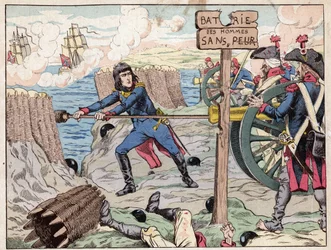 NAPOLEON AT TOULON - (Toulon Siege) 1793 - litografi av Job (Jacques Onfroy de Breville) från "" Le Grand Napoleon des Petites Enfants""" 1893