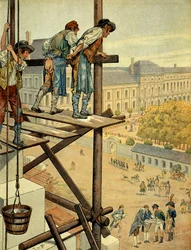 Napoleon I Bonaparte (1769-1821) uppmärksam på de arkitektoniska och urbana verken av förbindelsen mellan Louvren och Palais des Tuileries i Paris med Place och Rue de Rivoli som började 1802 och återkallade namnet på slaget som ägde rum