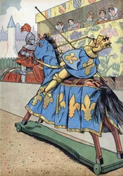 Scen av Frankrikes historia i leksaker: Döden av kungen av Frankrike Henry II (1519-1559). På dagen för sin dotter Elisabeths bröllop med Filip II av Spanien, den 30 juni