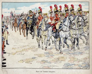 Den franska armén går in i Berlin, 27 oktober 1806 - litografi av Job (Jacques Onfroy de Breville) från "" Le Grand Napoleon des Petites Enfants""" 1893