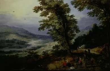 Bergsväg med resenärer, ca. 161025.