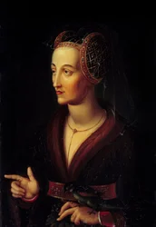 Porträtt av Isabella av Portugal, hertiginna av Bourgogne (1397-1472) Målning av Vincent Nicolas Raverat (1801-1865) 1800-talets sön. 0,43x0,3 m