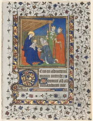 Bifolio från a Book of Hours: Adoration of the Magi